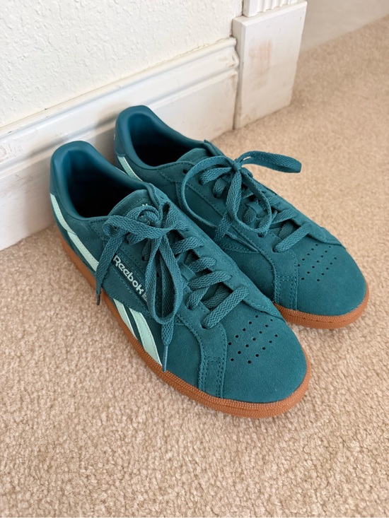 Reebok Shoes - Reebok Club C Grounds Teal Suede Sneakers with Light Mint Stripes and Gum Sole